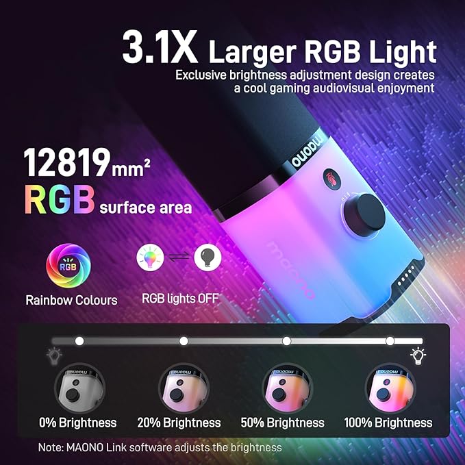 MAONO PD100X RGB - Micrófono Gaming XLR/USB - MundoMixMAONO PD100X RGB - Micrófono Gaming XLR/USB