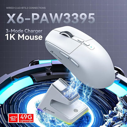 ATTACK SHARK X6 – Ratón Gaming Superlight de 49g con Base de Carga Magnética - MundoMixATTACK SHARK X6 – Ratón Gaming Superlight de 49g con Base de Carga Magnética