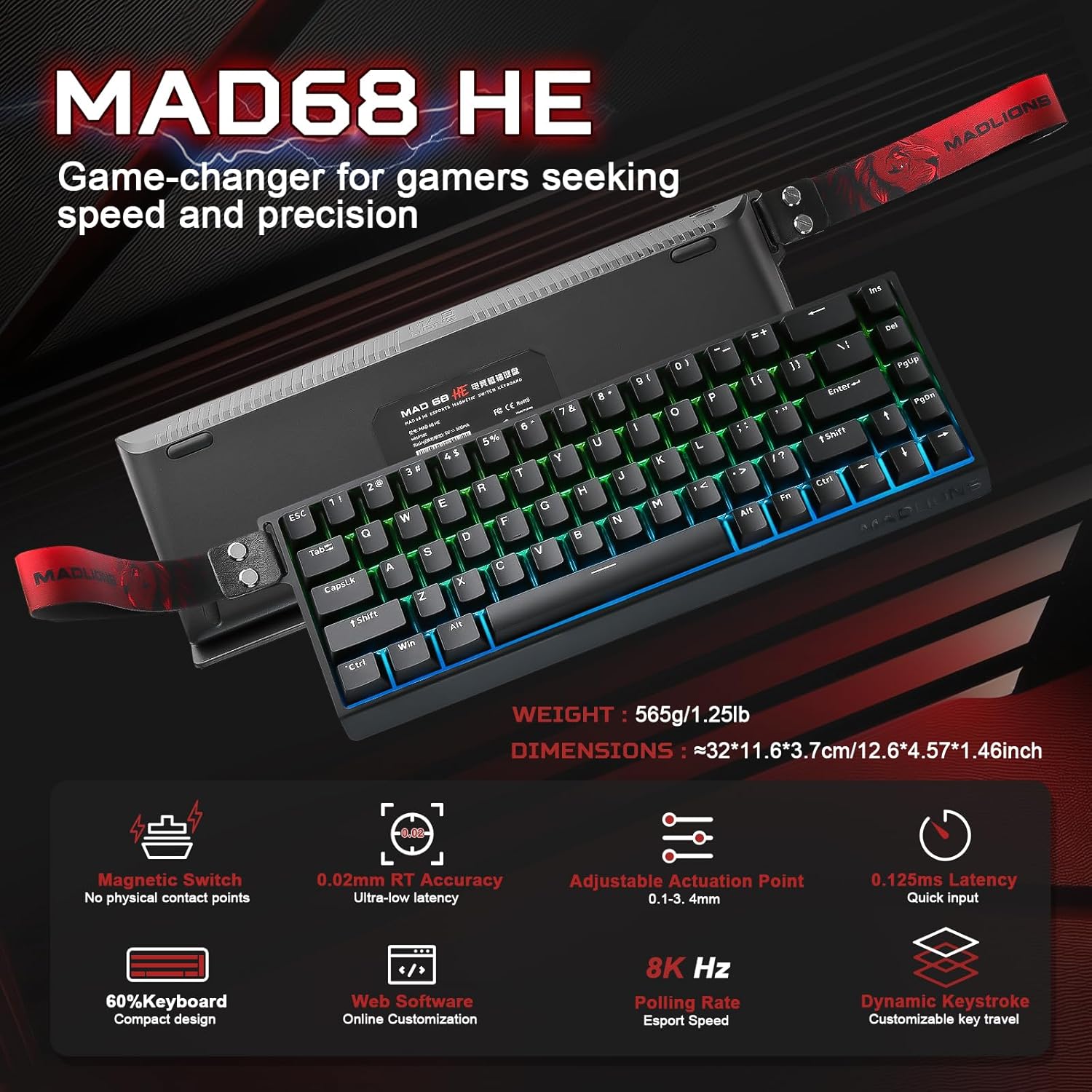 MADLIONS MAD68 HE – Teclado mecánico 65% - MundoMixMADLIONS MAD68 HE – Teclado mecánico 65%