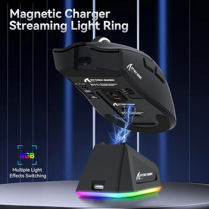 Ratón Gaming ATTACK SHARK X11 (Negro) – 22000 DPI, Sensor PAW3311, Inalámbrico/Cableado, Base de Carga Magnética - MundoMixRatón Gaming ATTACK SHARK X11 (Negro) – 22000 DPI, Sensor PAW3311, Inalámbrico/Cableado, Base de Carga Magnética